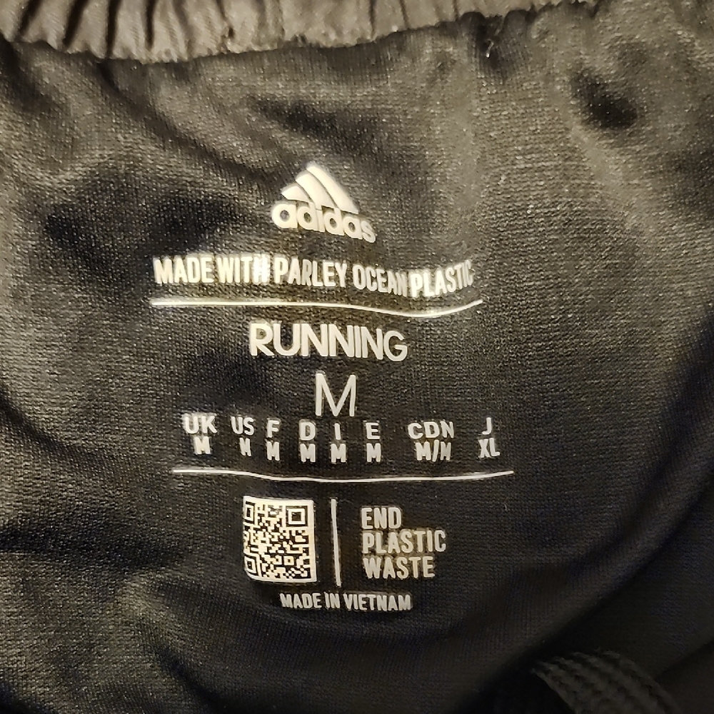 Adidas Men's Black Athletic Shorts with White Stripes - Picture 2 of 3